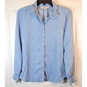 LOFT Button Down Chambray Blouse Women's Top Size S